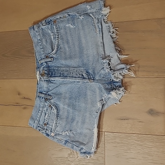 Agolde Jean Shorts Women's sz 29 Parker Light Wash Button Fly Distressed Shorts - Picture 1 of 11